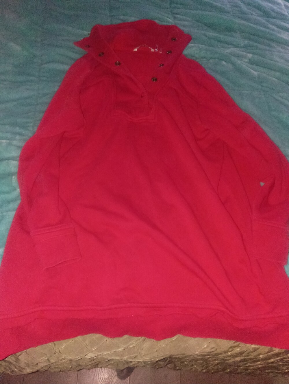Women's Red Snap-Button Funnel Neck Sweater By Soft Surroundings